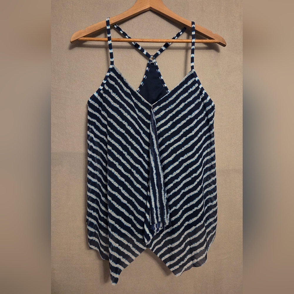 Beach House Navy and White Striped Recerback Tankini Top. Size 14